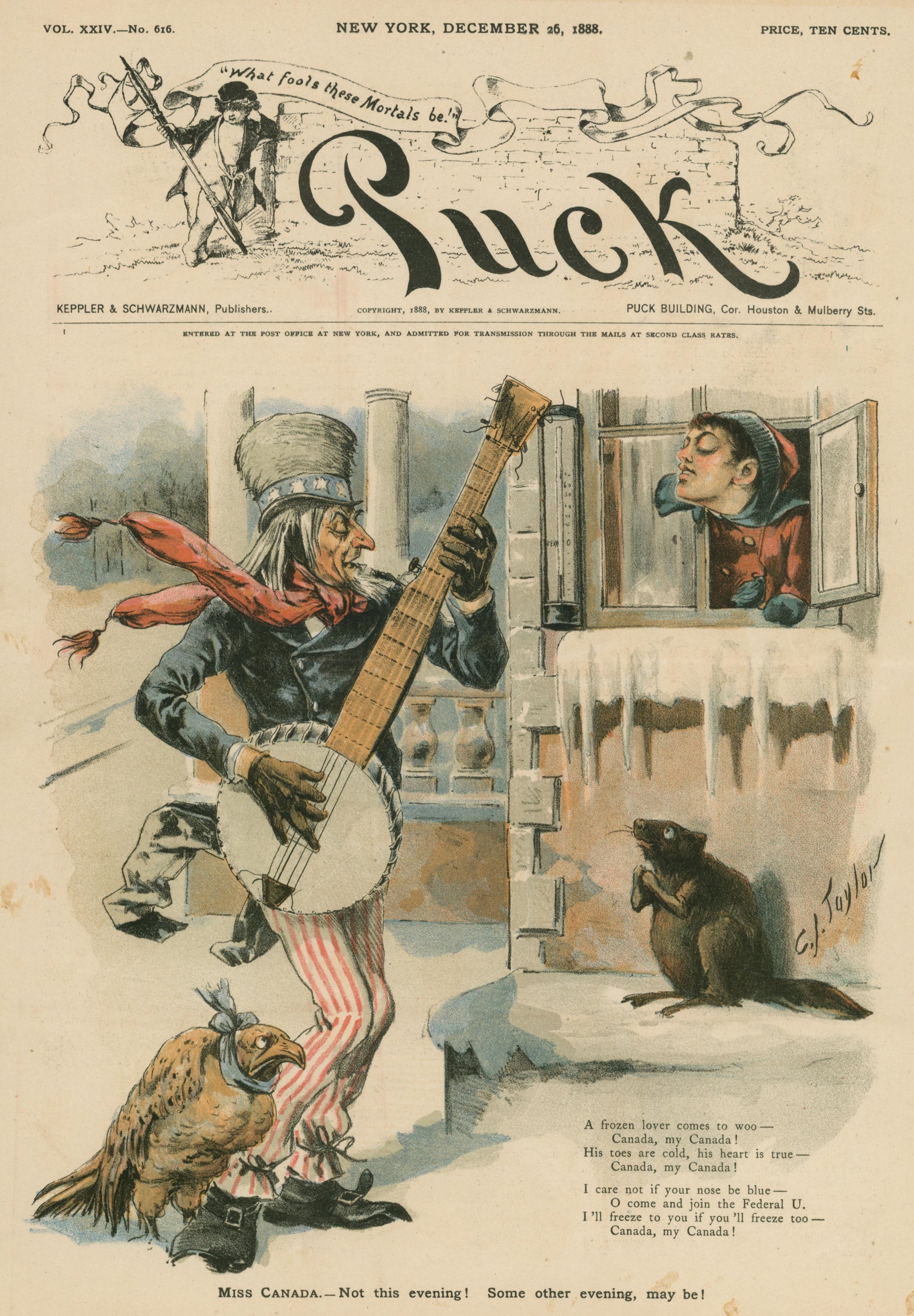 Miss Canada- Puck Magazine - Authentic Vintage Cover Art