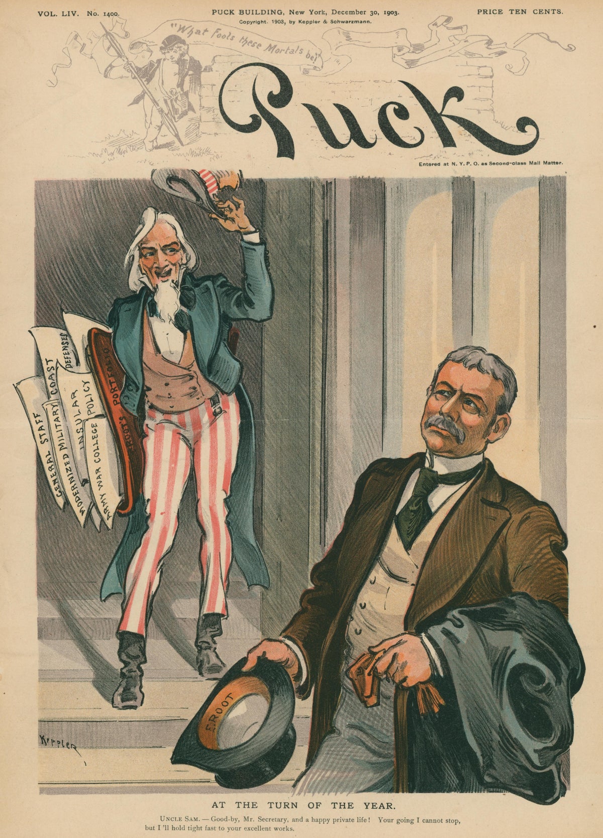 Turn of the Year- Puck Magazine - Authentic Vintage Cover Art
