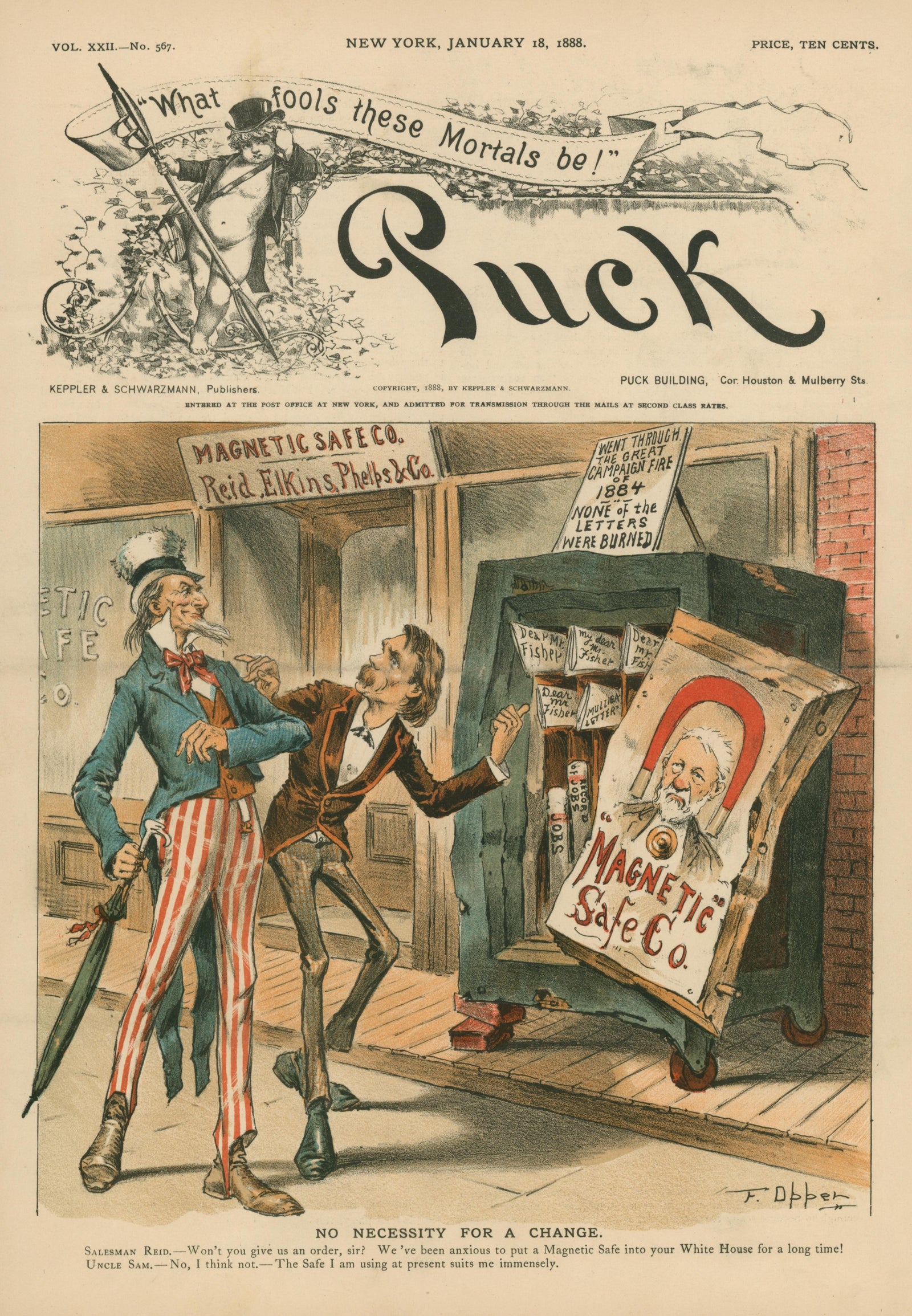 Necessity for Change- Puck Magazine - Authentic Vintage Cover Art