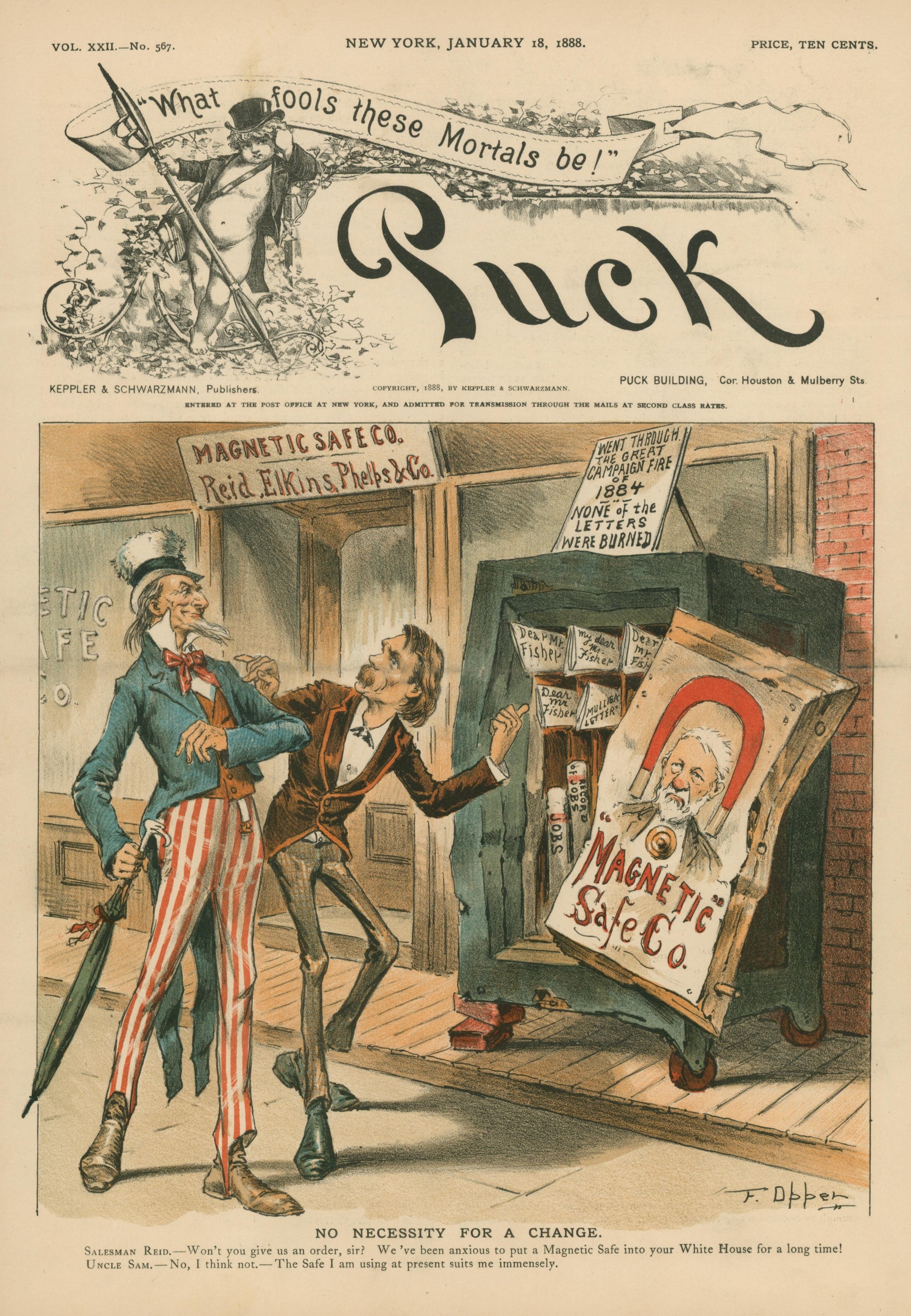 Necessity for Change- Puck Magazine - Authentic Vintage Cover Art