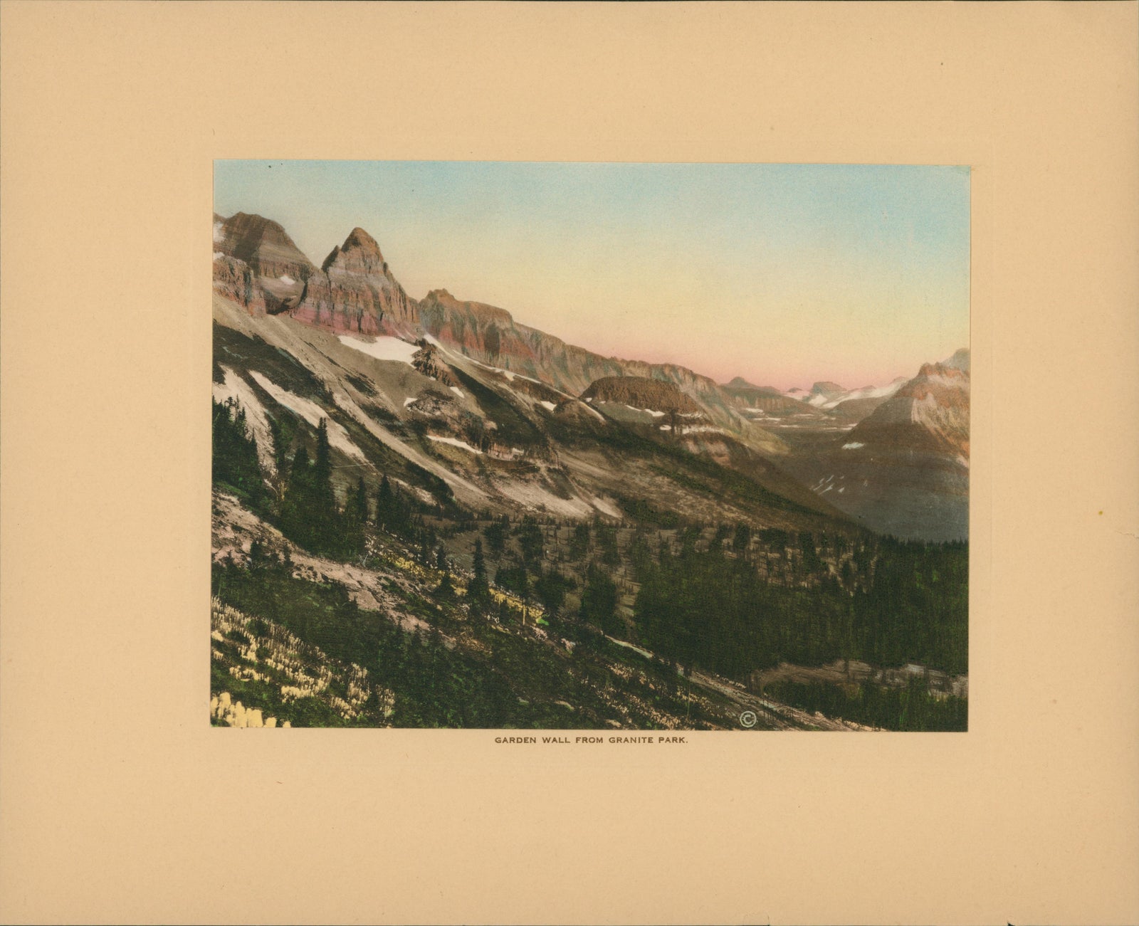 Glacier National Park, Garden Wall from Granite Park - Authentic Vintage Antique Print