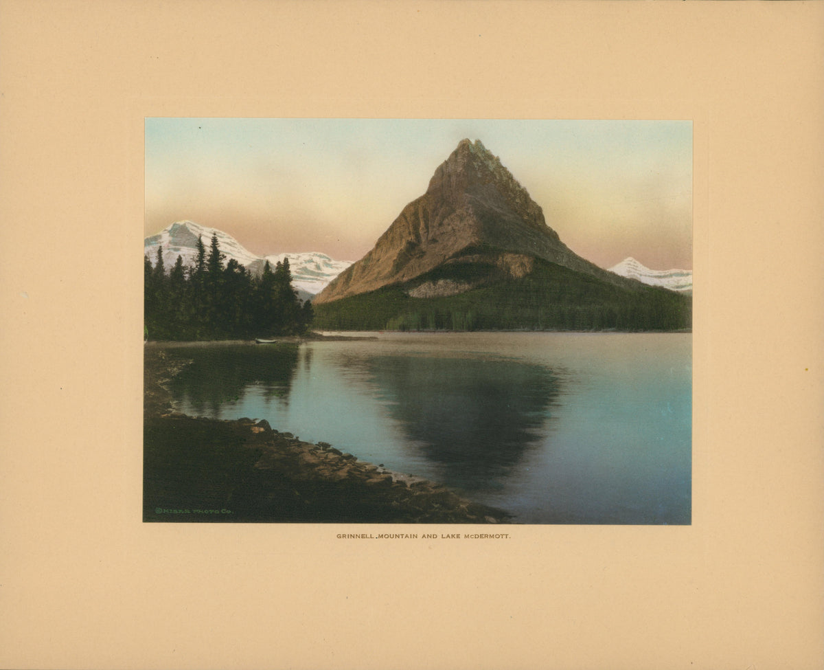 Glacier National Park, Grinnell Mountain and Lake McDermott - Authentic Vintage Antique Print