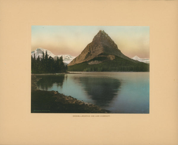 Glacier National Park, Grinnell Mountain and Lake McDermott - Authentic Vintage Antique Print