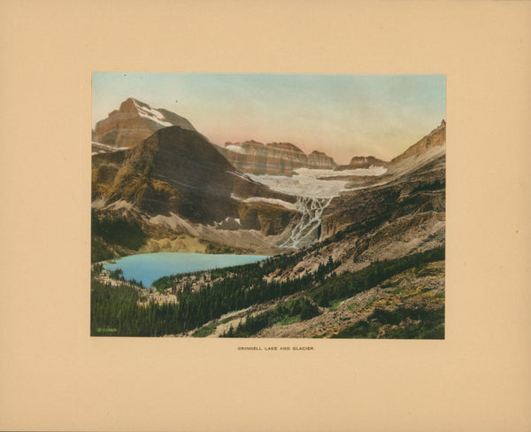 Glacier National Park, Grinnell Mountain and Glacier - Authentic Vintage Antique Print