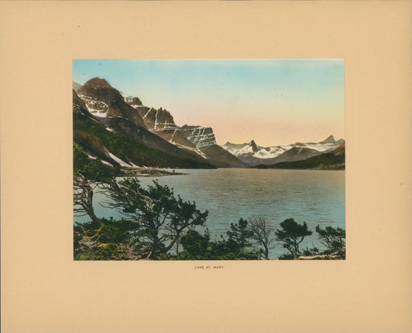 Glacier National Park, Lake St. Mary - Authentic Vintage Antique Print