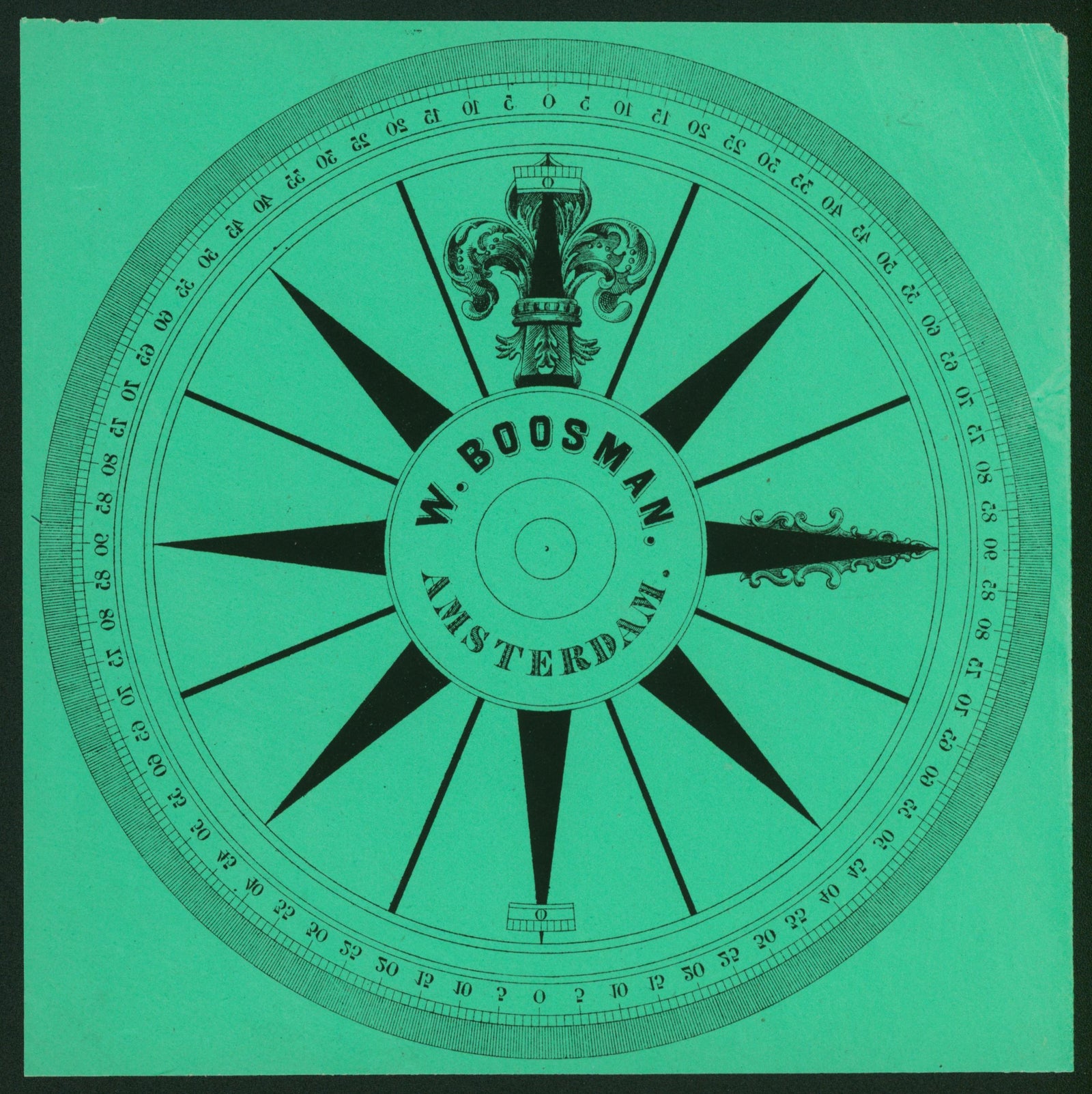 W. Boosman Compass- Antique Print - Authentic Vintage Antique Print