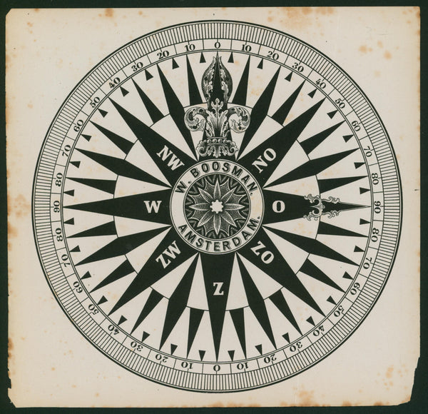 W. Boosman Compass- Antique Print - Authentic Vintage Antique Print