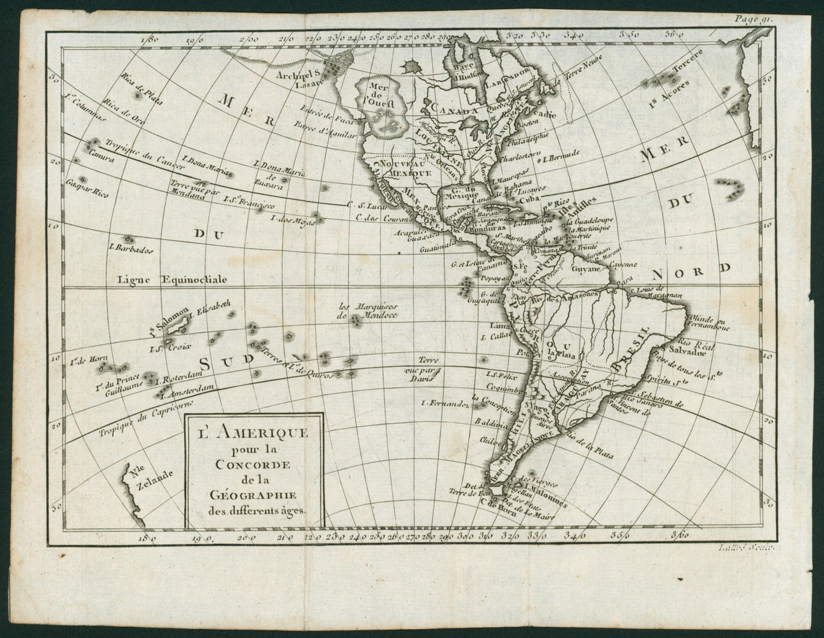 Map of the Americas- Copper Engraving - Authentic Vintage Map