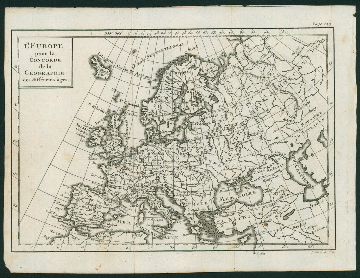 Enlightenment Map of Europe- Copper Engraving - Authentic Vintage Map