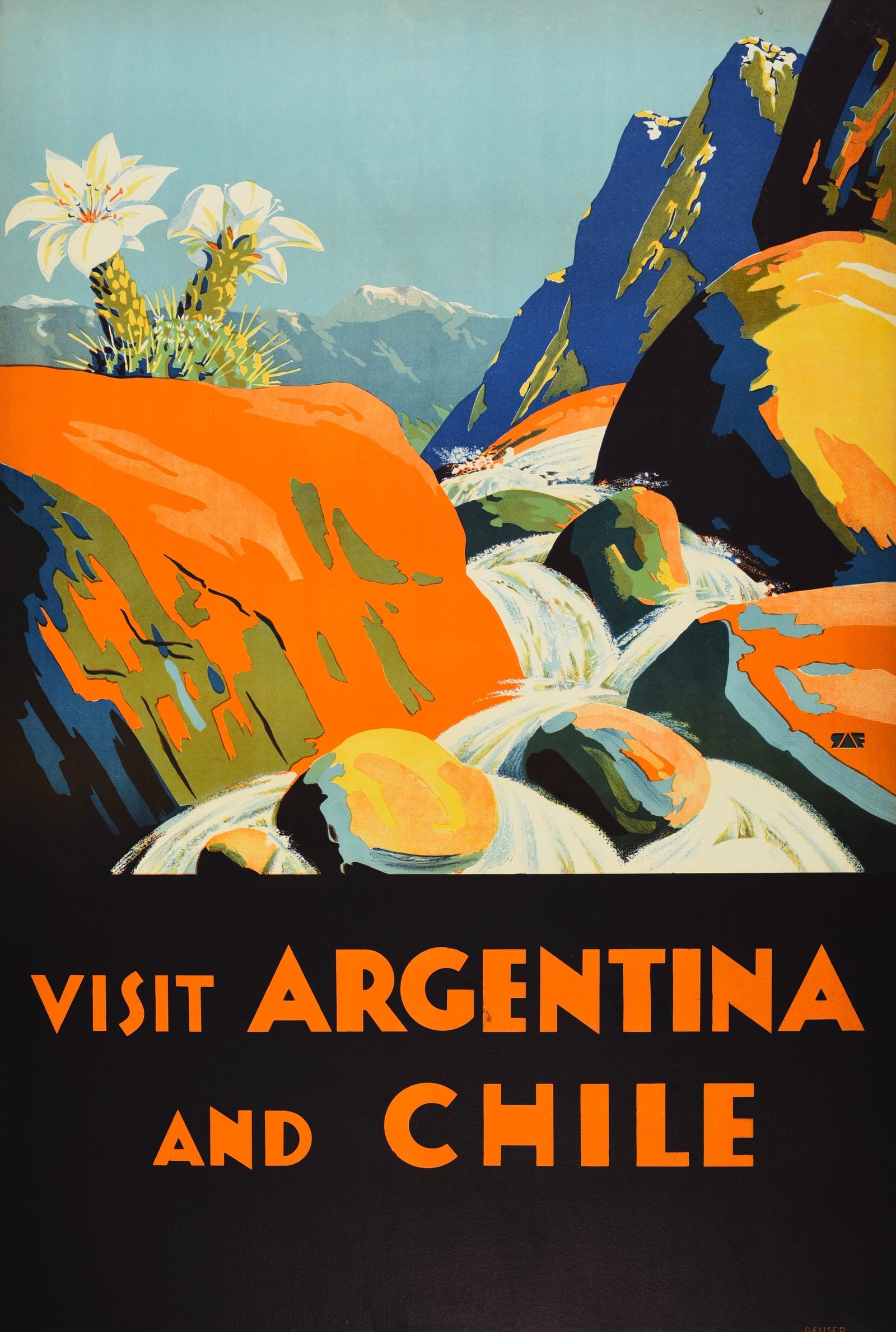 Visit Argentina and Chile - Authentic Vintage Poster
