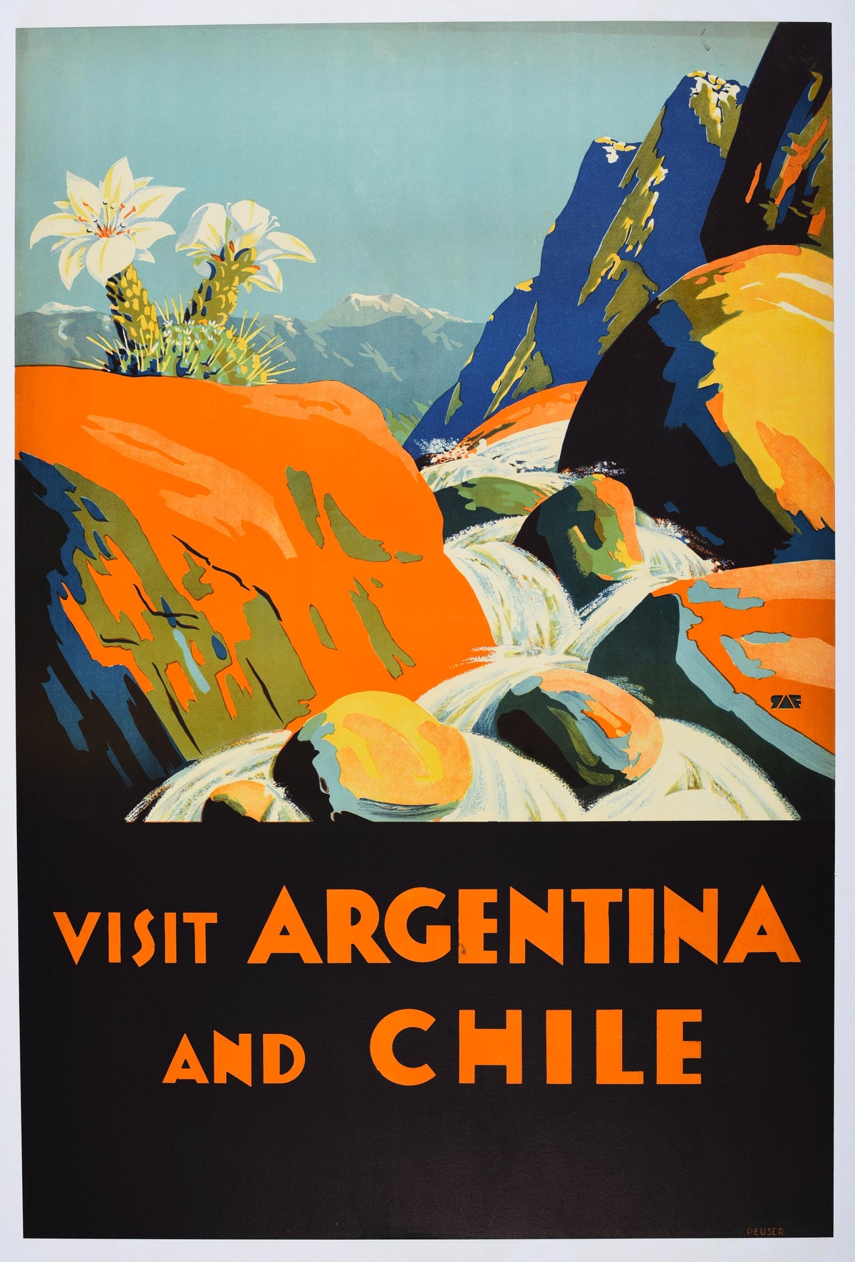Visit Argentina and Chile - Authentic Vintage Poster