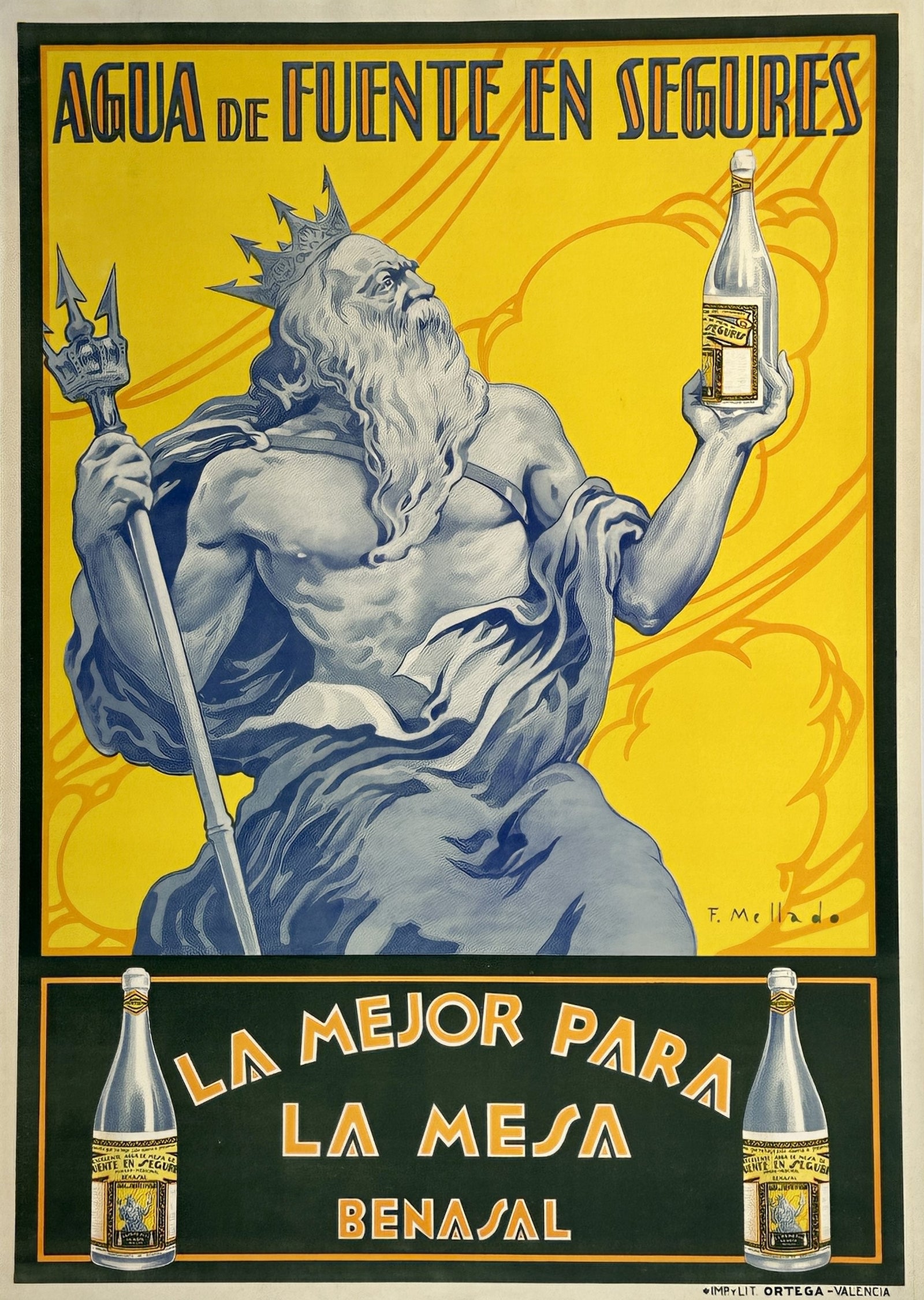 Benasal, Agua de Fuentes - Authentic Vintage Poster