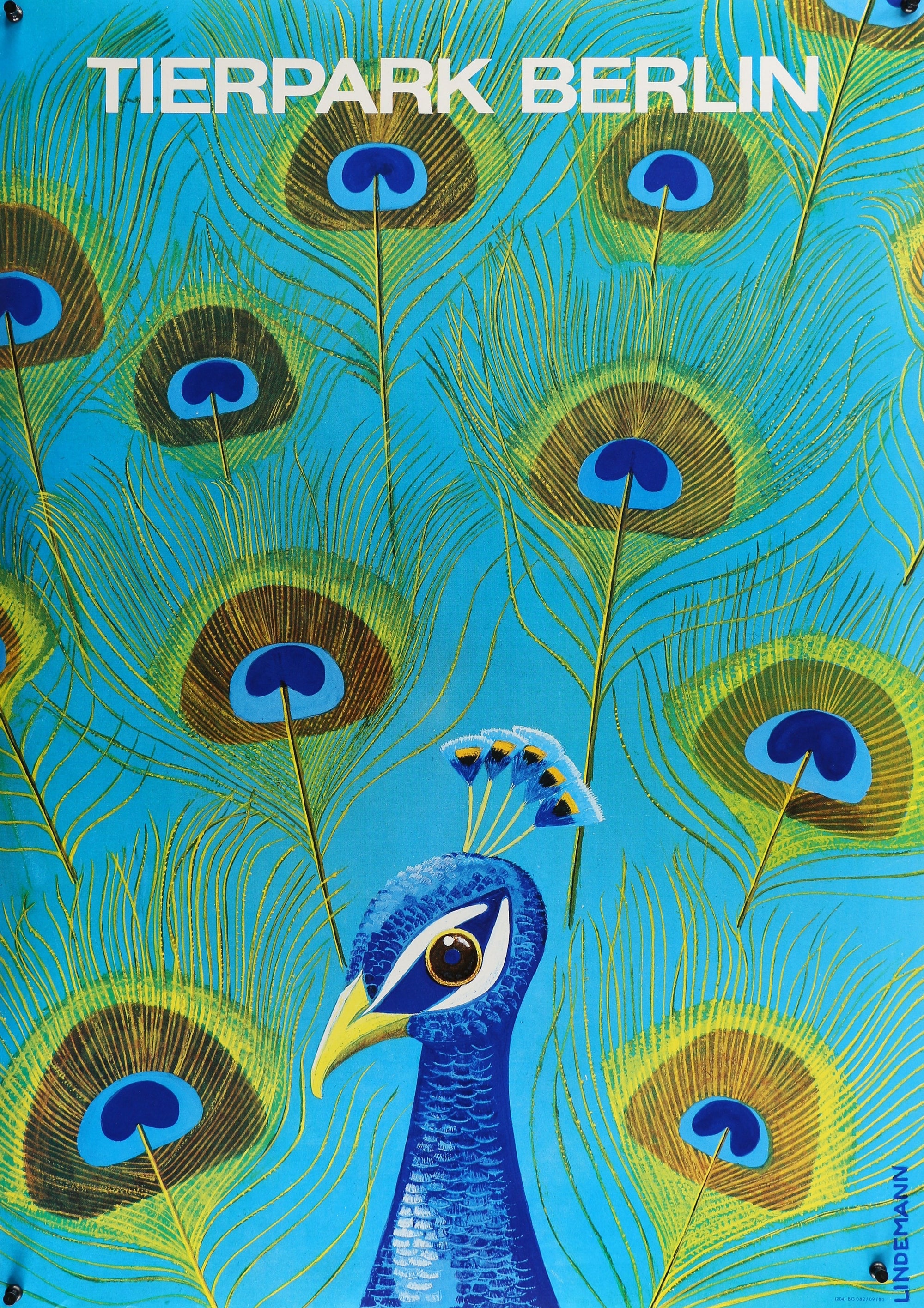 Tierpark Berlin, Peacock - Authentic Vintage Poster