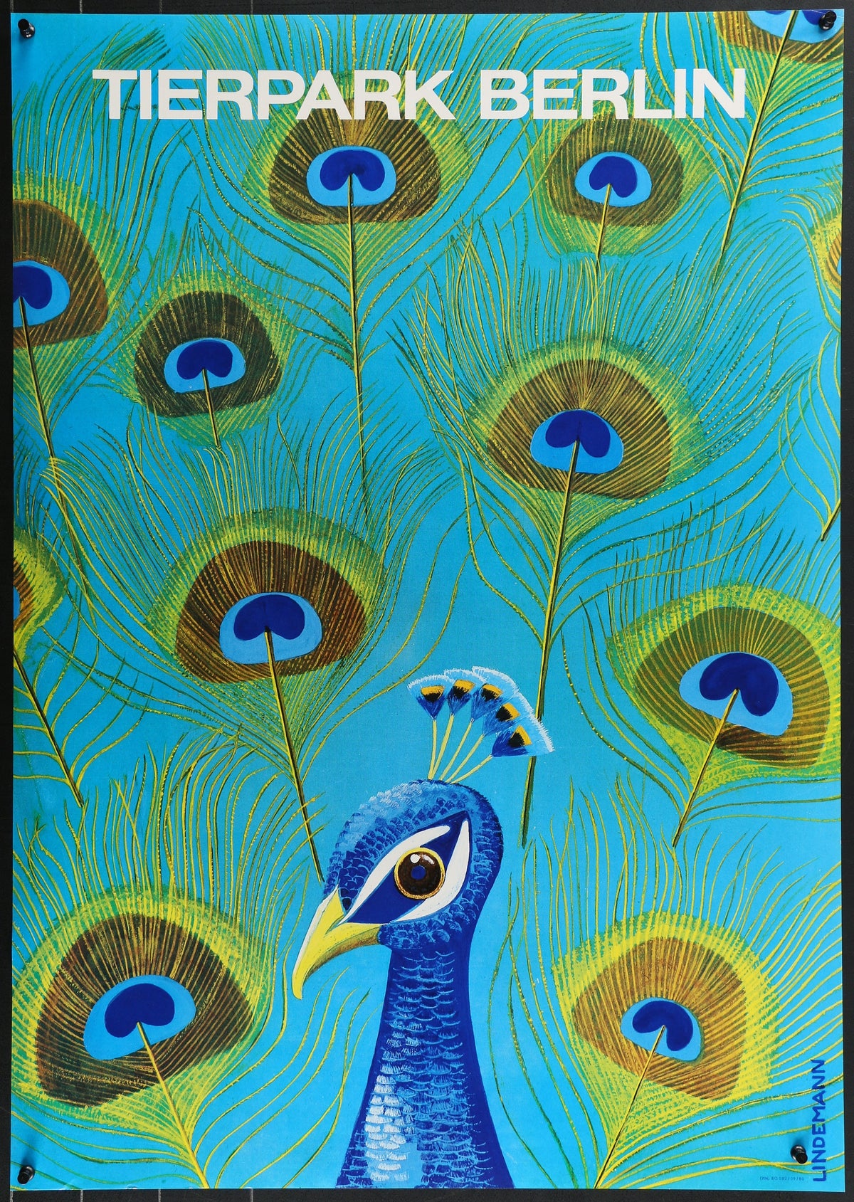 Tierpark Berlin, Peacock - Authentic Vintage Poster