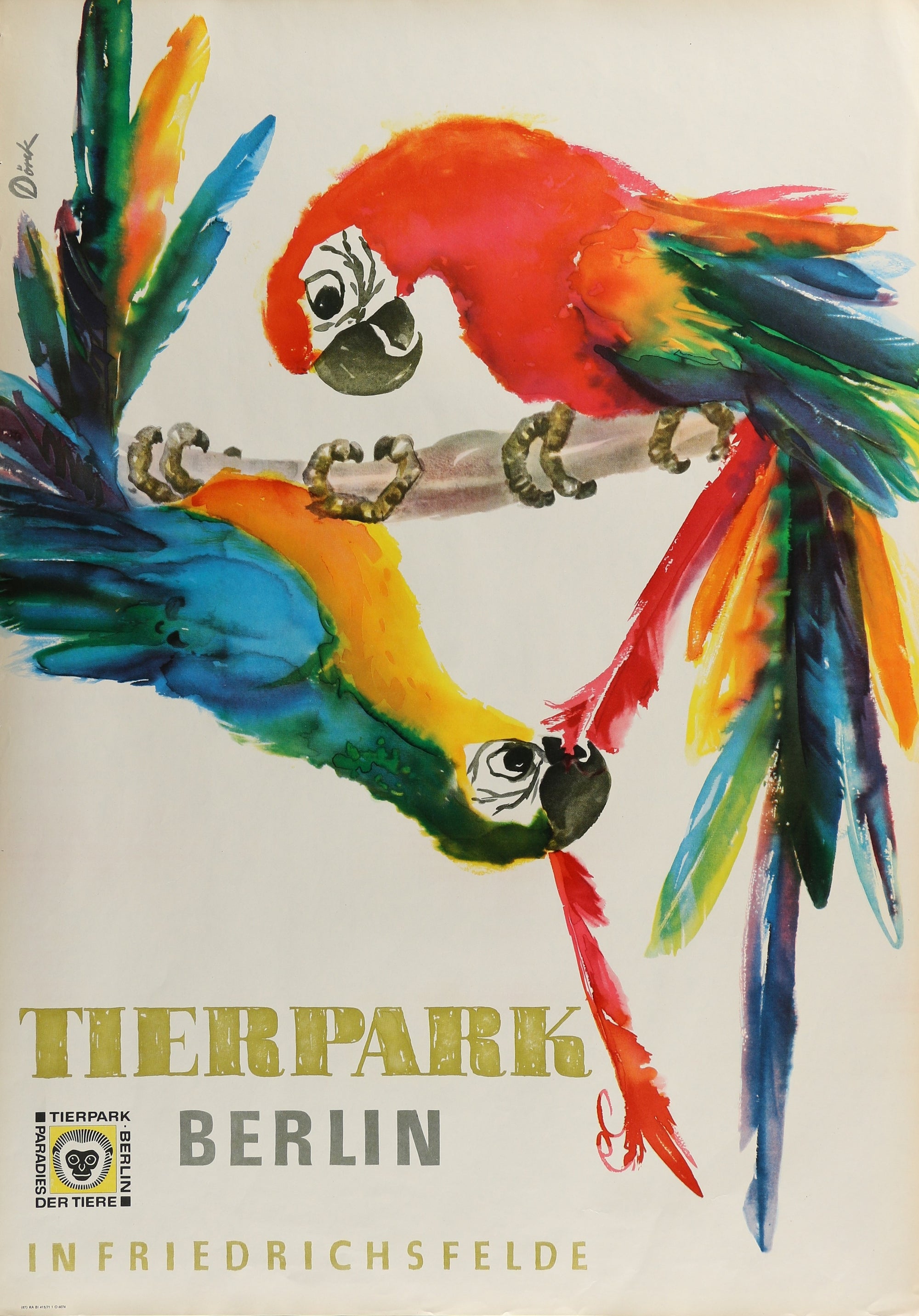 Tierpark Berlin, Parrots - Authentic Vintage Poster