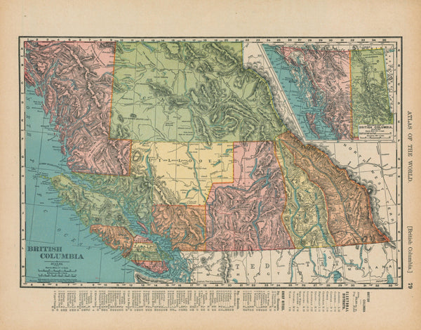 British Columbia- Atlas of the World - Authentic Vintage Map