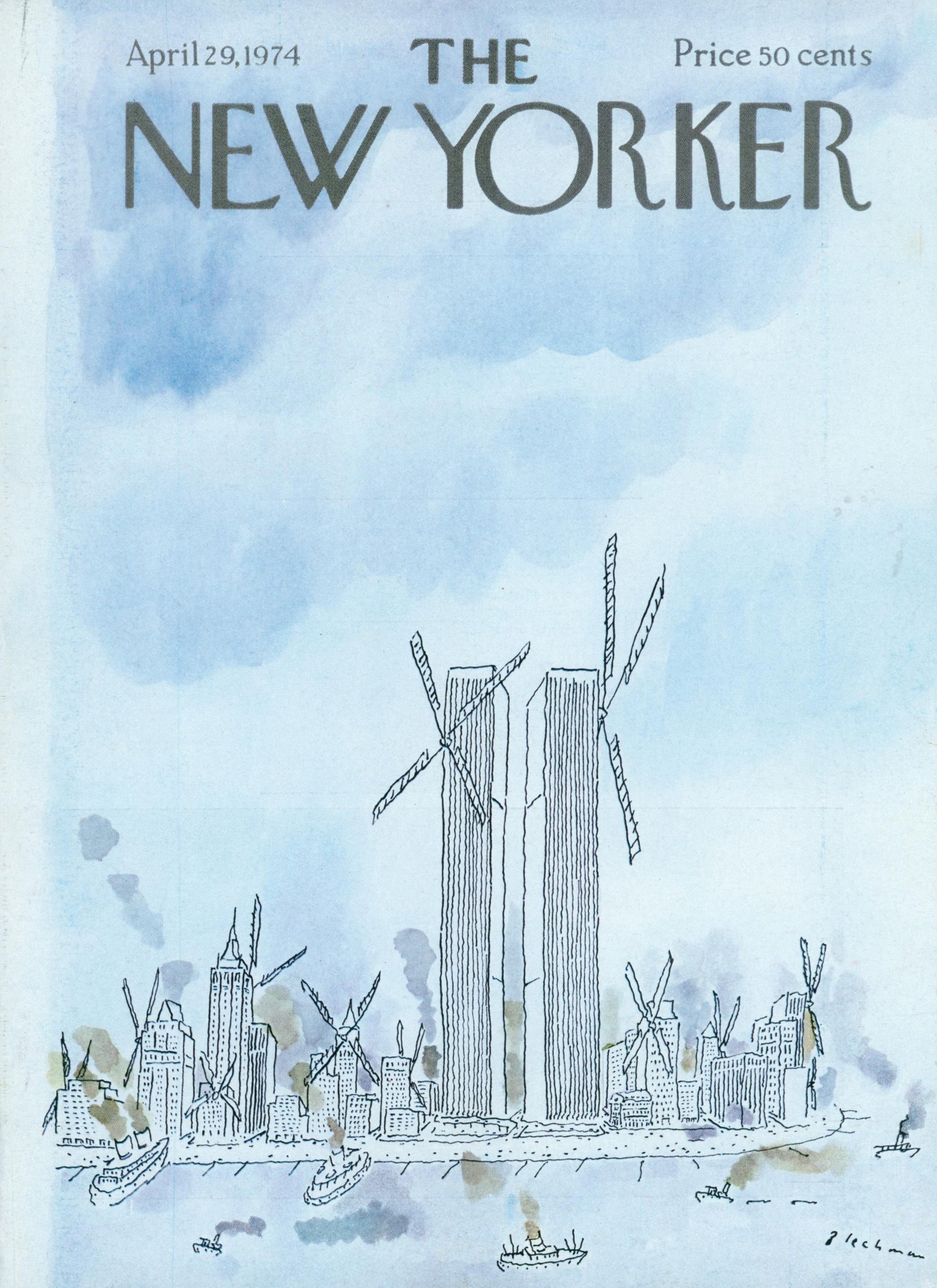 City Windmills- The New Yorker - Authentic Vintage Cover Art