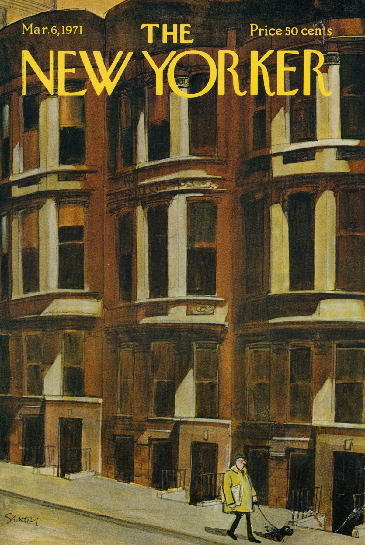 Brownstone Stroll- The New Yorker - Authentic Vintage Cover Art