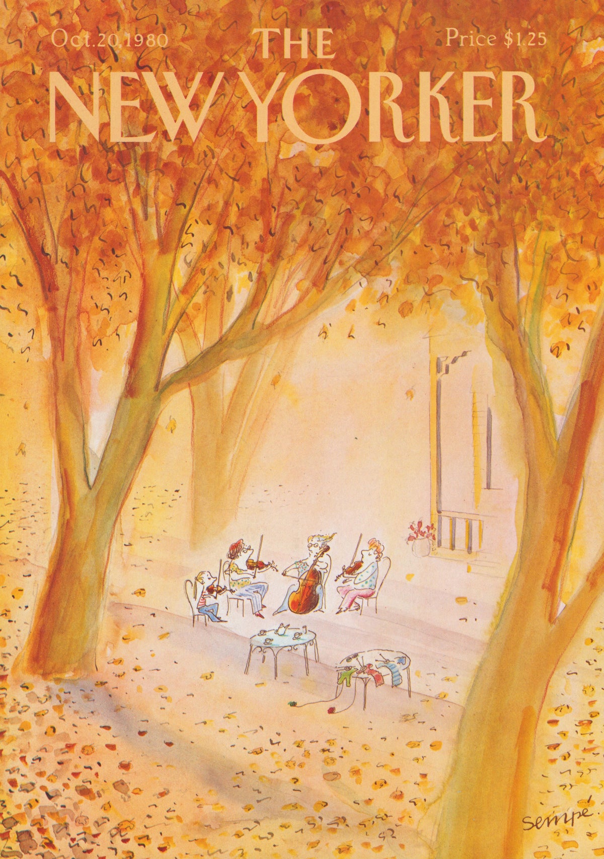 Fall Violins- The New Yorker - Authentic Vintage Cover Art