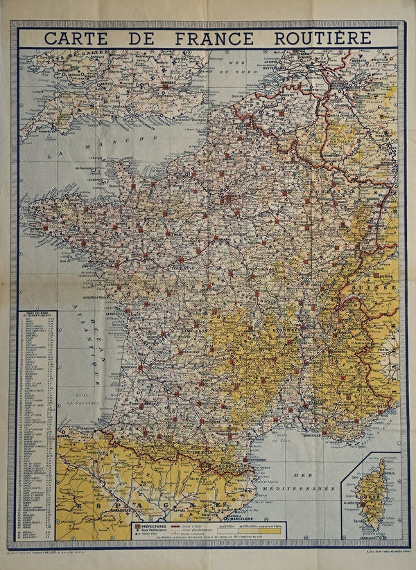 Carte De France Routière - Authentic Vintage Map