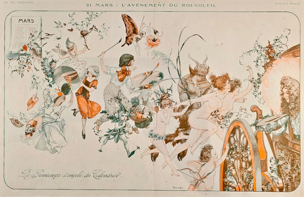 Rise of the Sun King- La Vie Parisienne, Centerfold - Authentic Vintage Illustration
