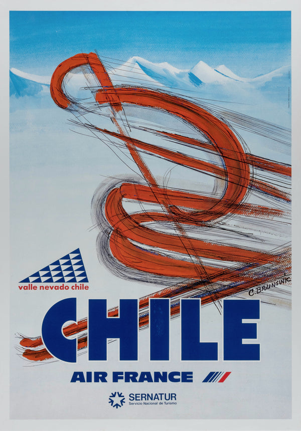 Air France, Ski Chile - Authentic Vintage Poster