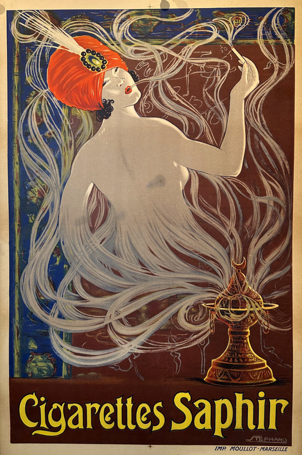 Cigarettes Saphir by Stephano - Authentic Vintage Poster