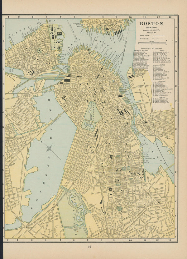 Boston- Cram's Atlas - Authentic Vintage Map