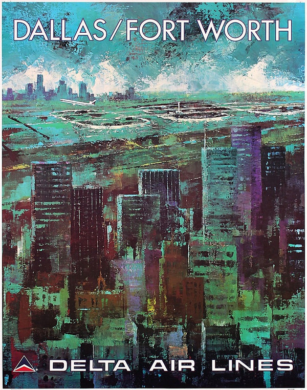 Visit Dallas/Fort Worth, Delta Airlines - Authentic Vintage Poster