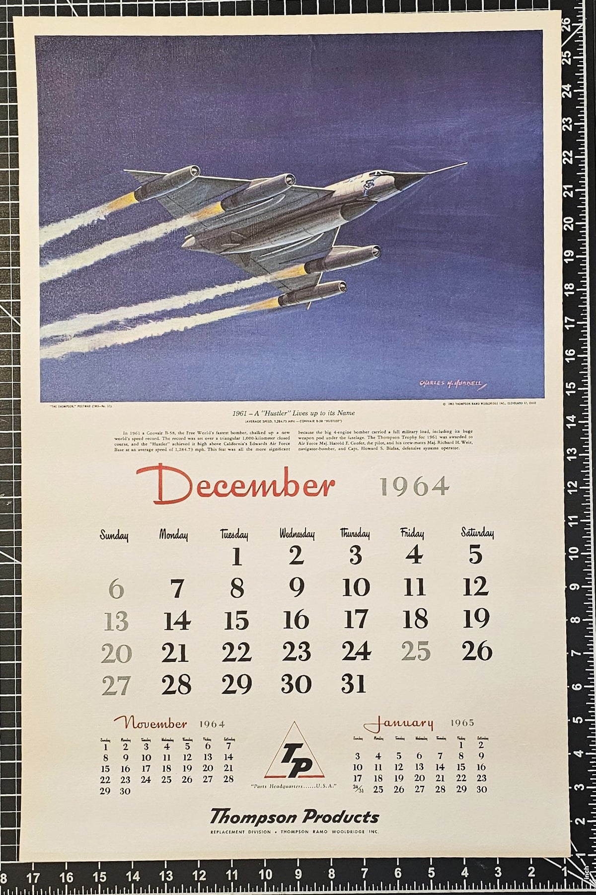 Aviation Calendar, December - Authentic Vintage Poster