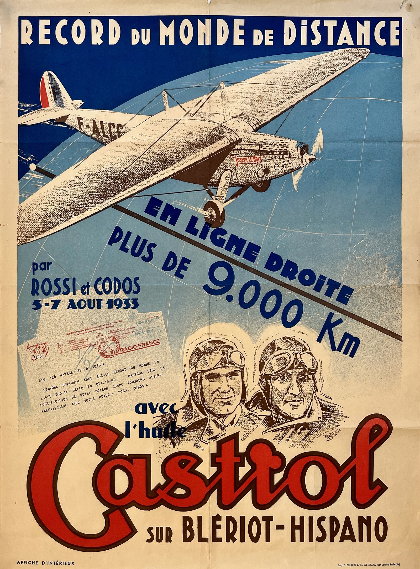 Record du Monde de Distance - Authentic Vintage Poster