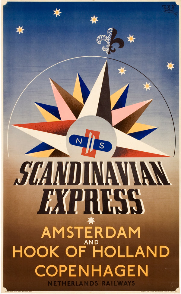 Scandinavian Express - Netherlands Railways - Authentic Vintage Poster
