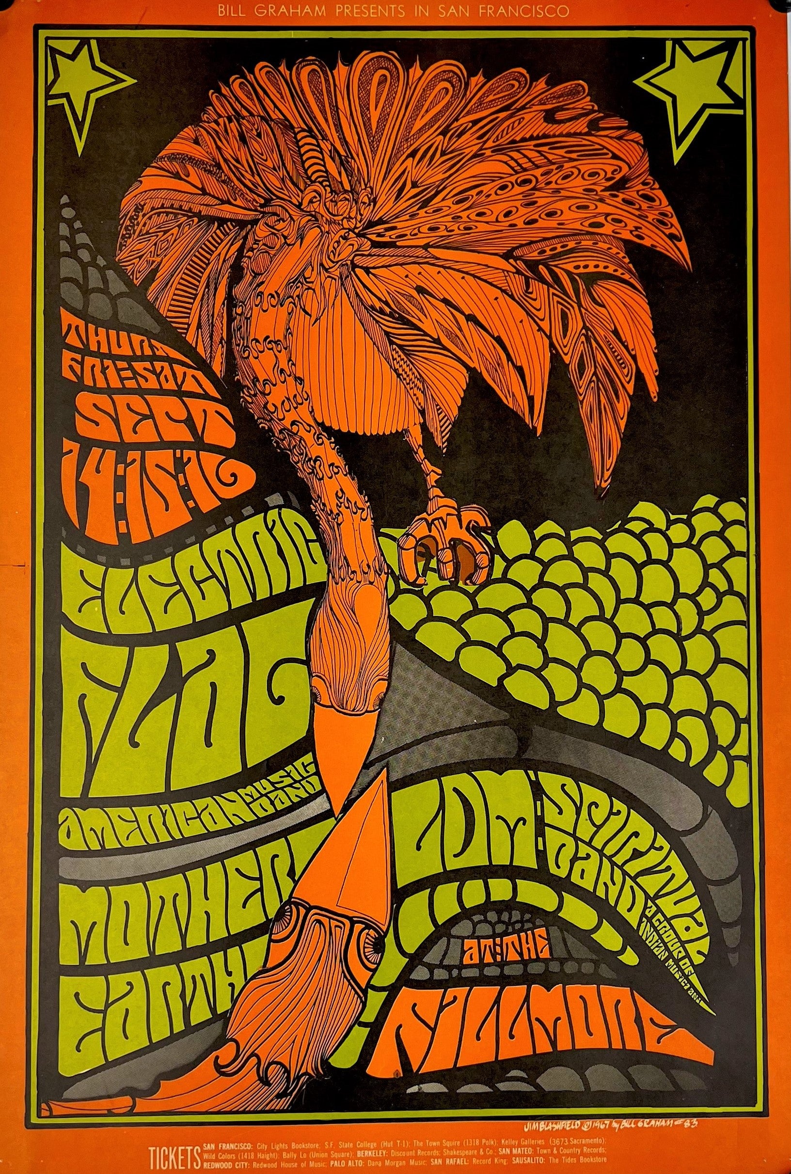 Electric Flag, Mother Earth- Fillmore Auditorium BG-83 - Authentic Vintage Poster