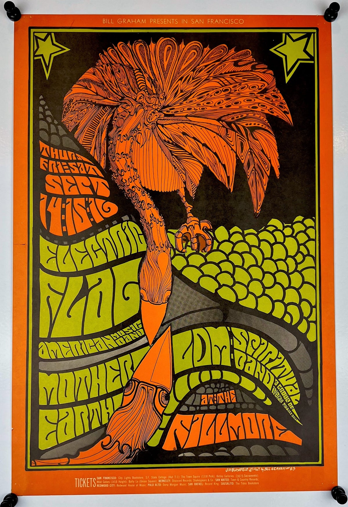 Electric Flag, Mother Earth- Fillmore Auditorium BG-83 - Authentic Vintage Poster