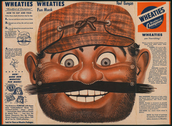 Paul Bunyan- Wheaties Box Mask - Authentic Vintage Ephemera
