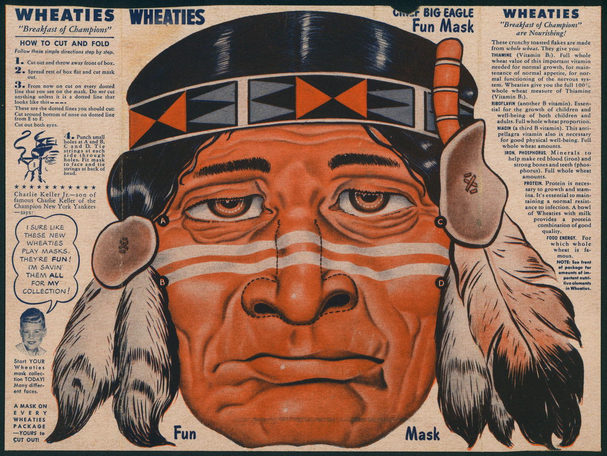 Chief Big Eagle- Wheaties, Fun Mask - Authentic Vintage Ephemera