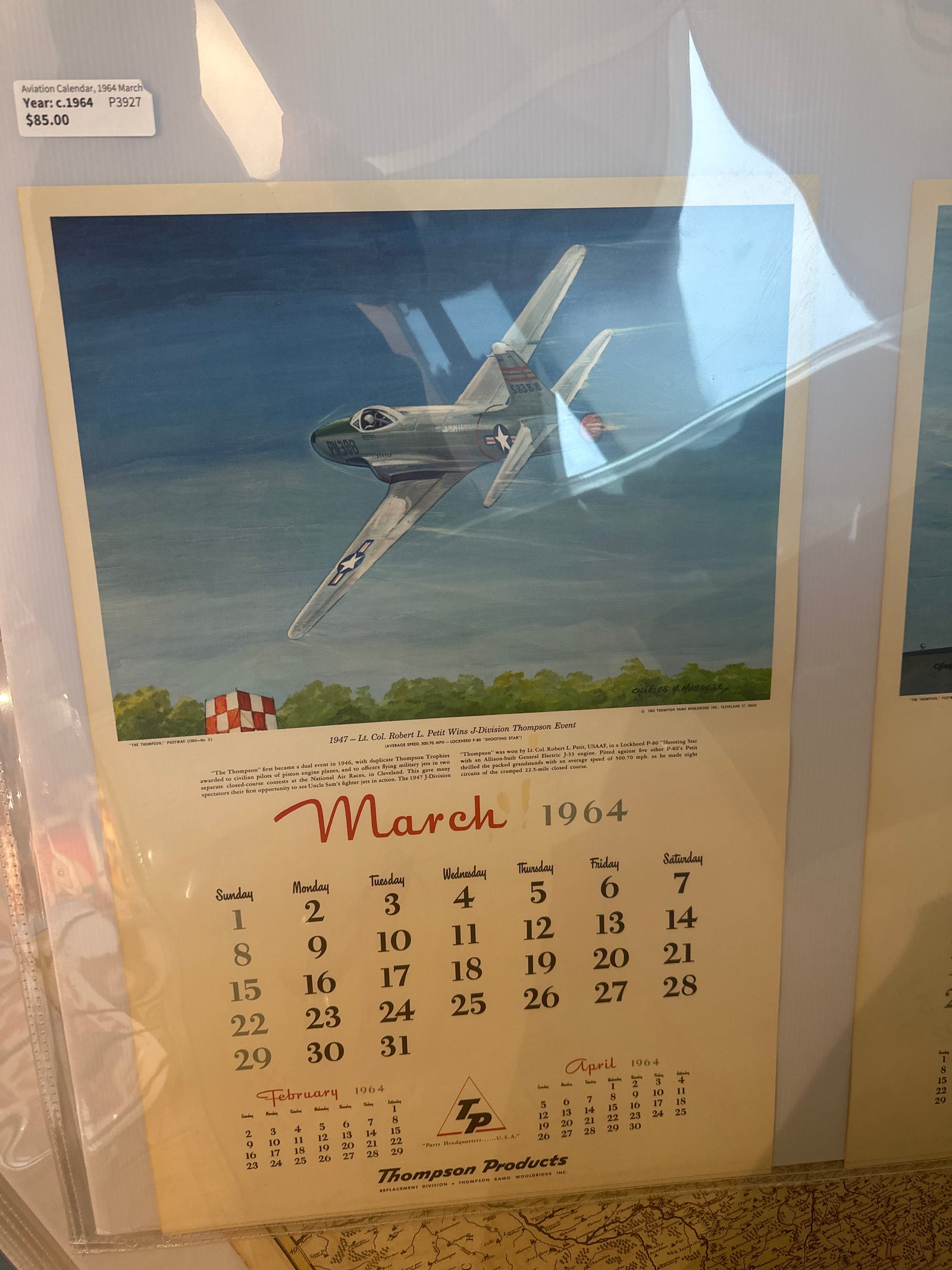 Aviation Calendar, 1964 March - Authentic Vintage Poster