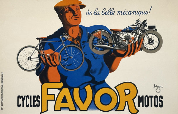 Favor Cycles & Motos - Authentic Vintage Poster
