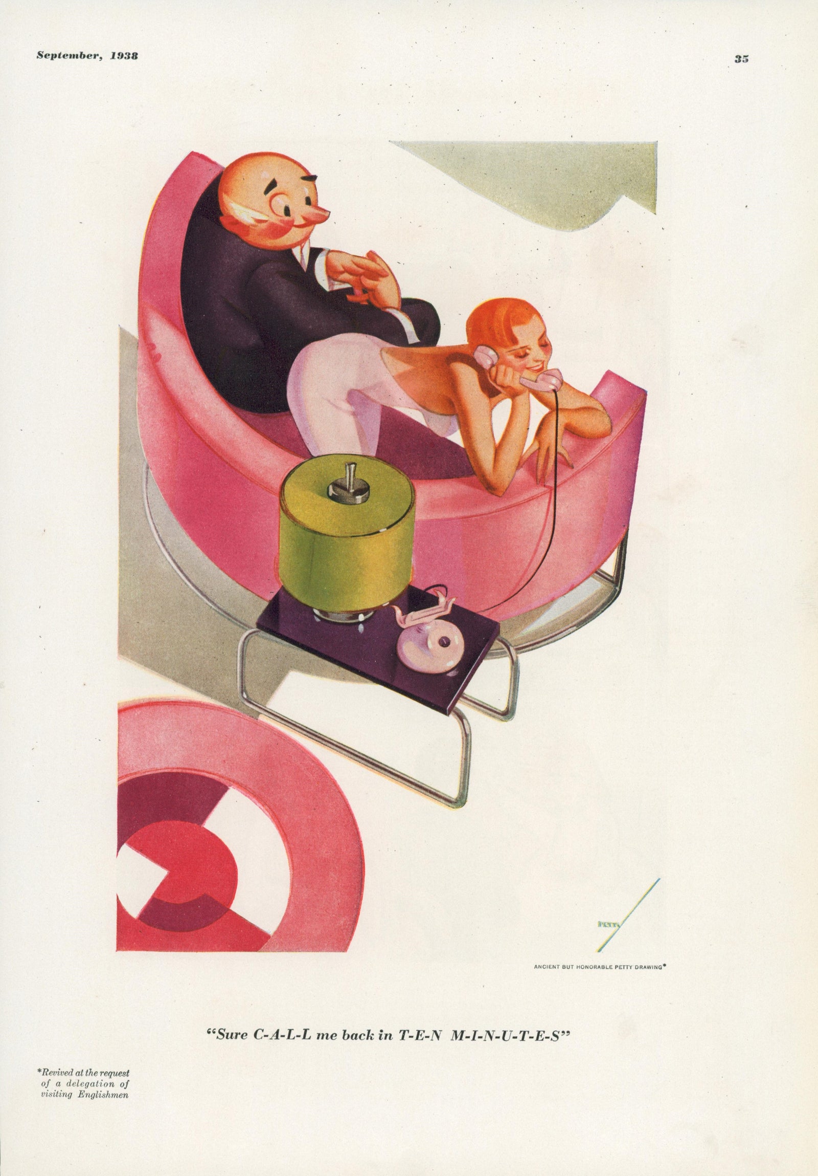 Esquire Illustration- Call Me Back! - Authentic Vintage Illustration