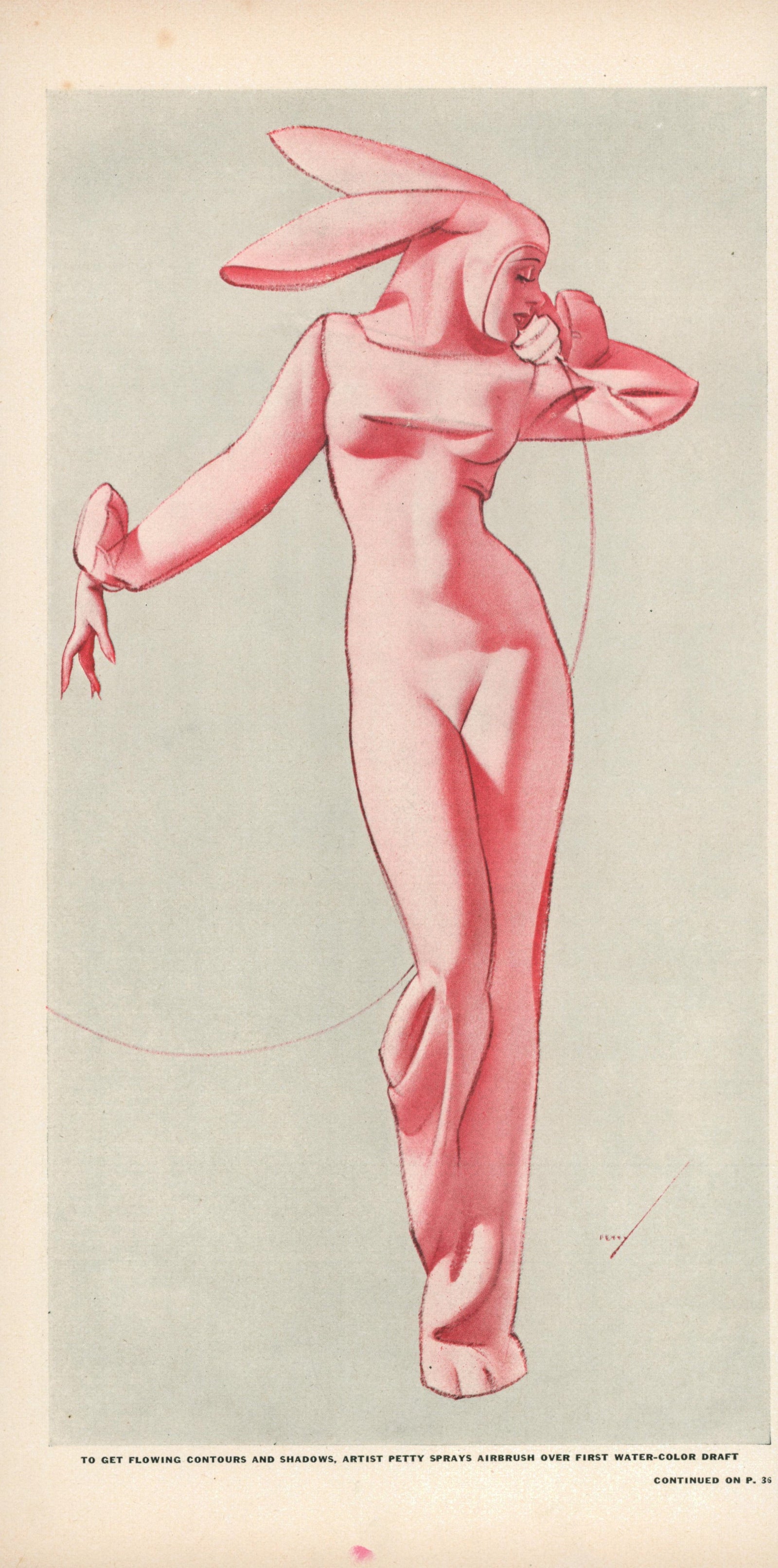 Esquire Illustration- The Bunny - Authentic Vintage Illustration