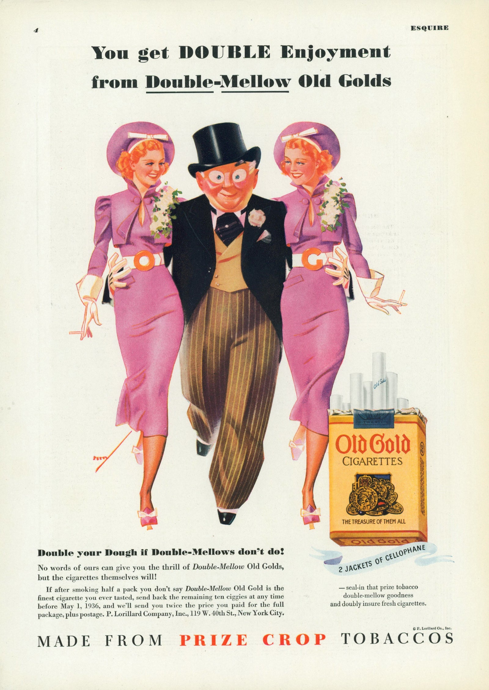 Esquire Illustration- Double Enjoyment - Authentic Vintage Vintage Ad