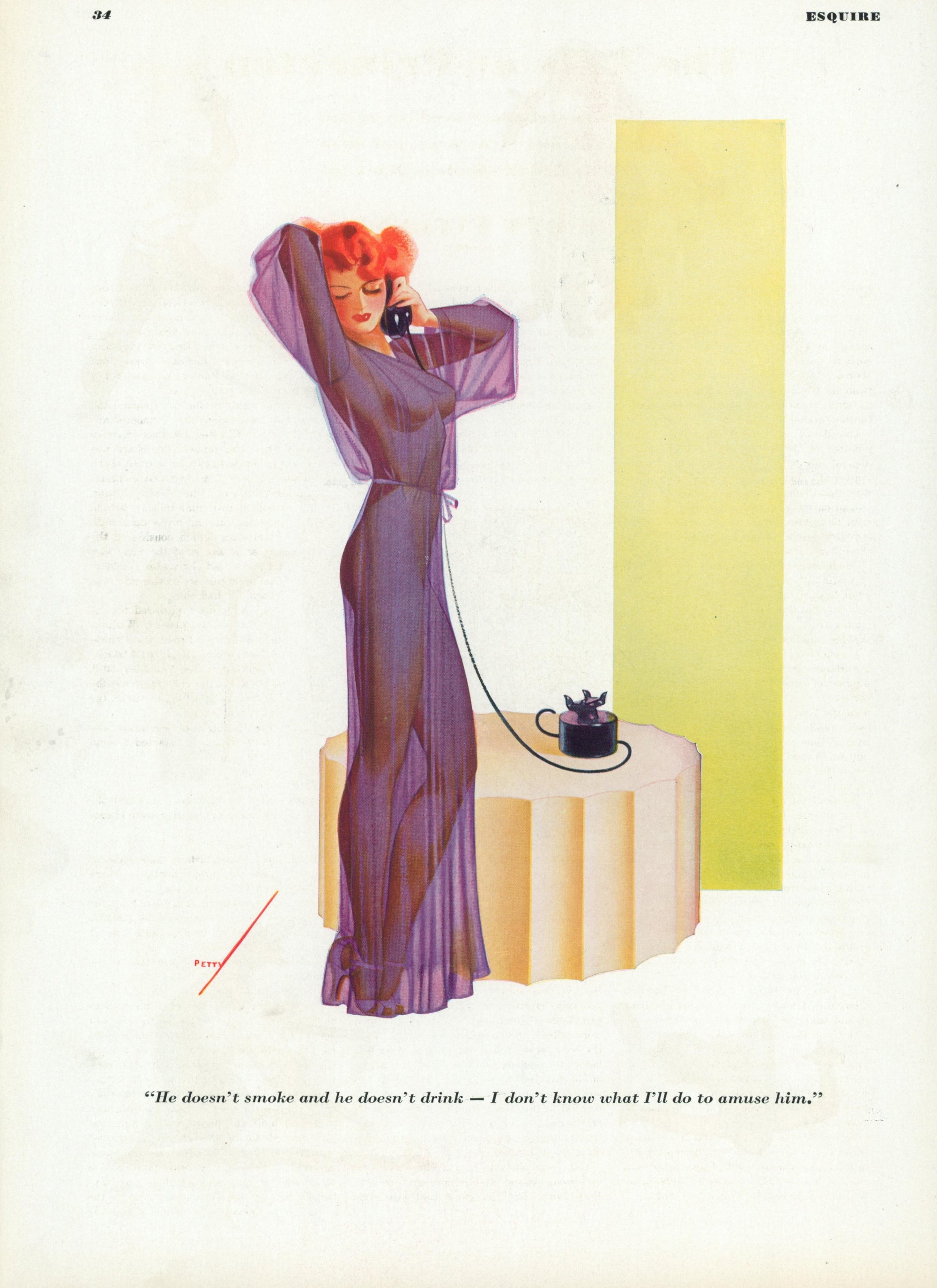 Esquire Illustration- He Doesn't Smoke - Authentic Vintage Illustration