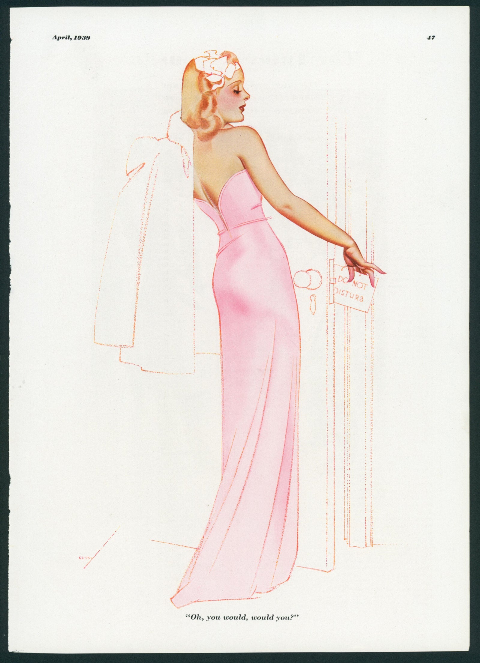 Esquire Illustration- Do Not Disturb - Authentic Vintage Illustration