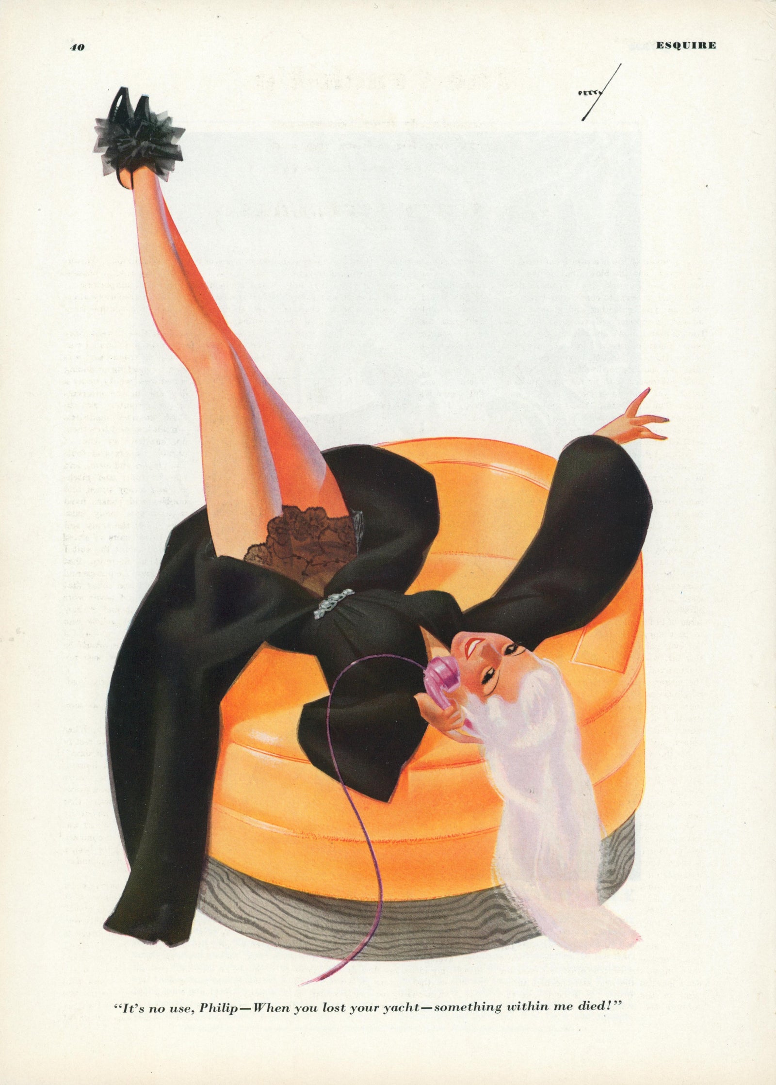 Esquire Illustration- Lost Yacht - Authentic Vintage Illustration