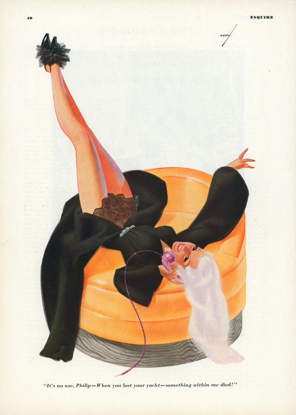 Esquire Illustration- Lost Yacht - Authentic Vintage Illustration