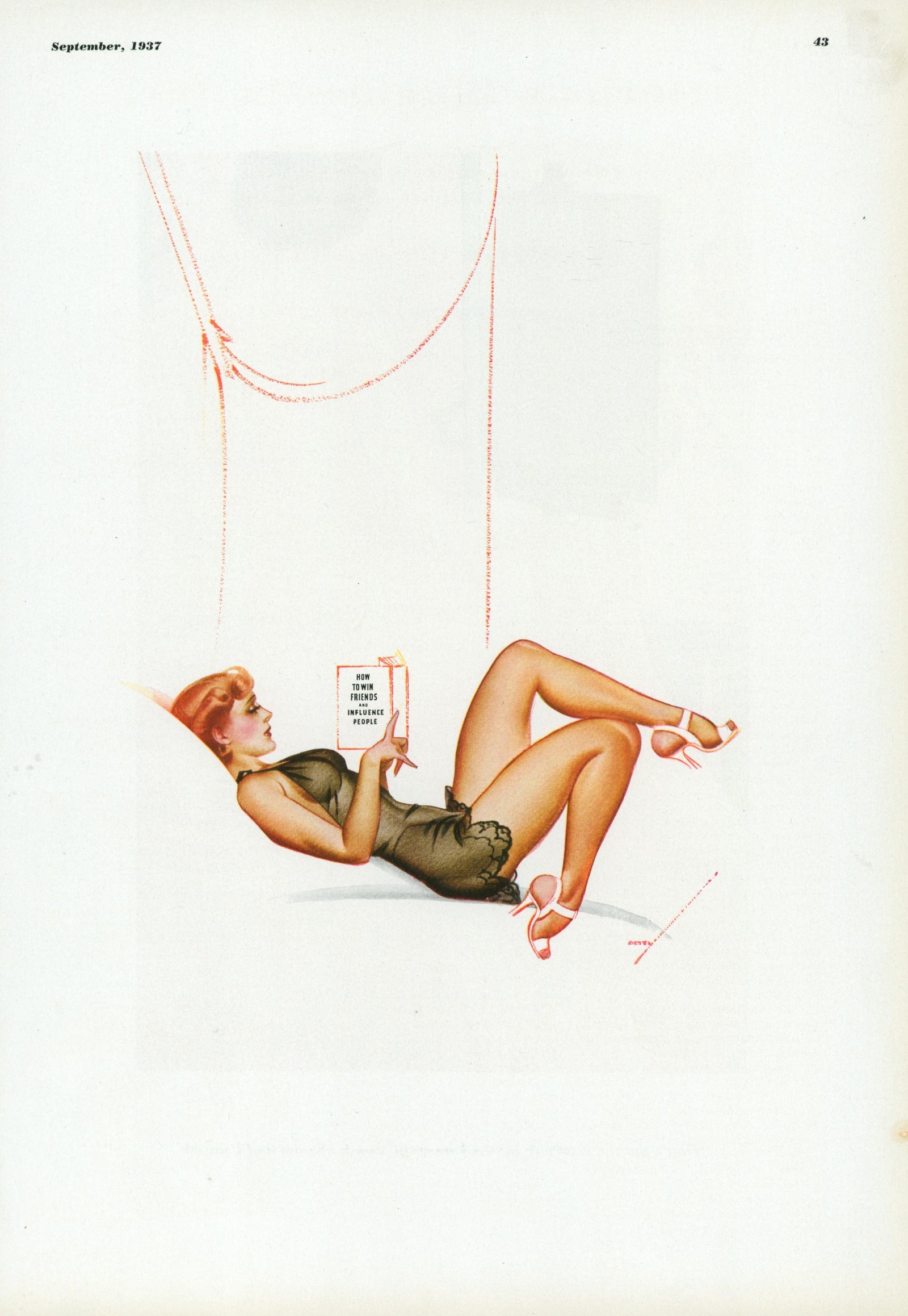 Esquire Illustration- Win Friends& Influence People - Authentic Vintage Illustration