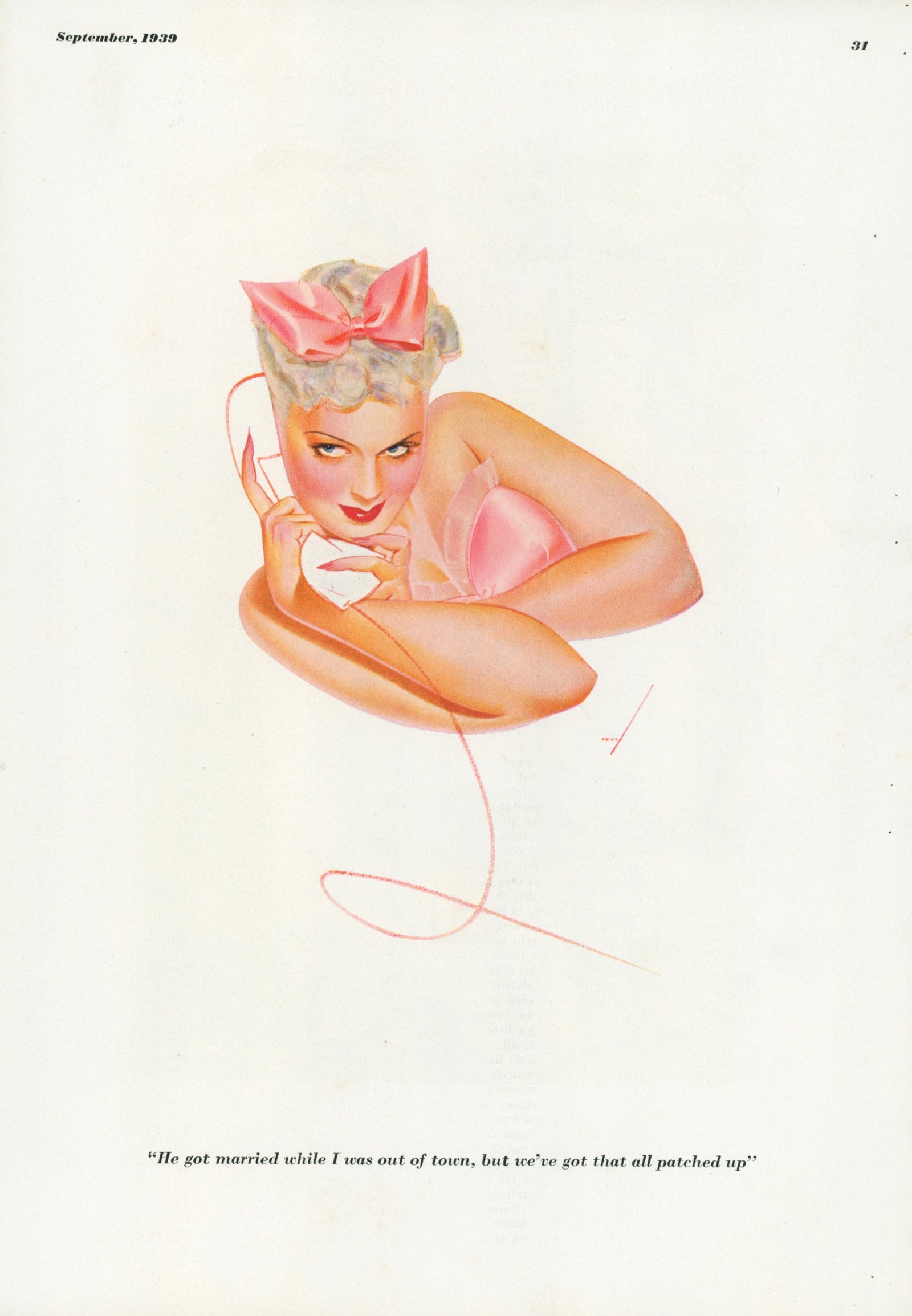 Esquire Illustration- He's Married - Authentic Vintage Illustration