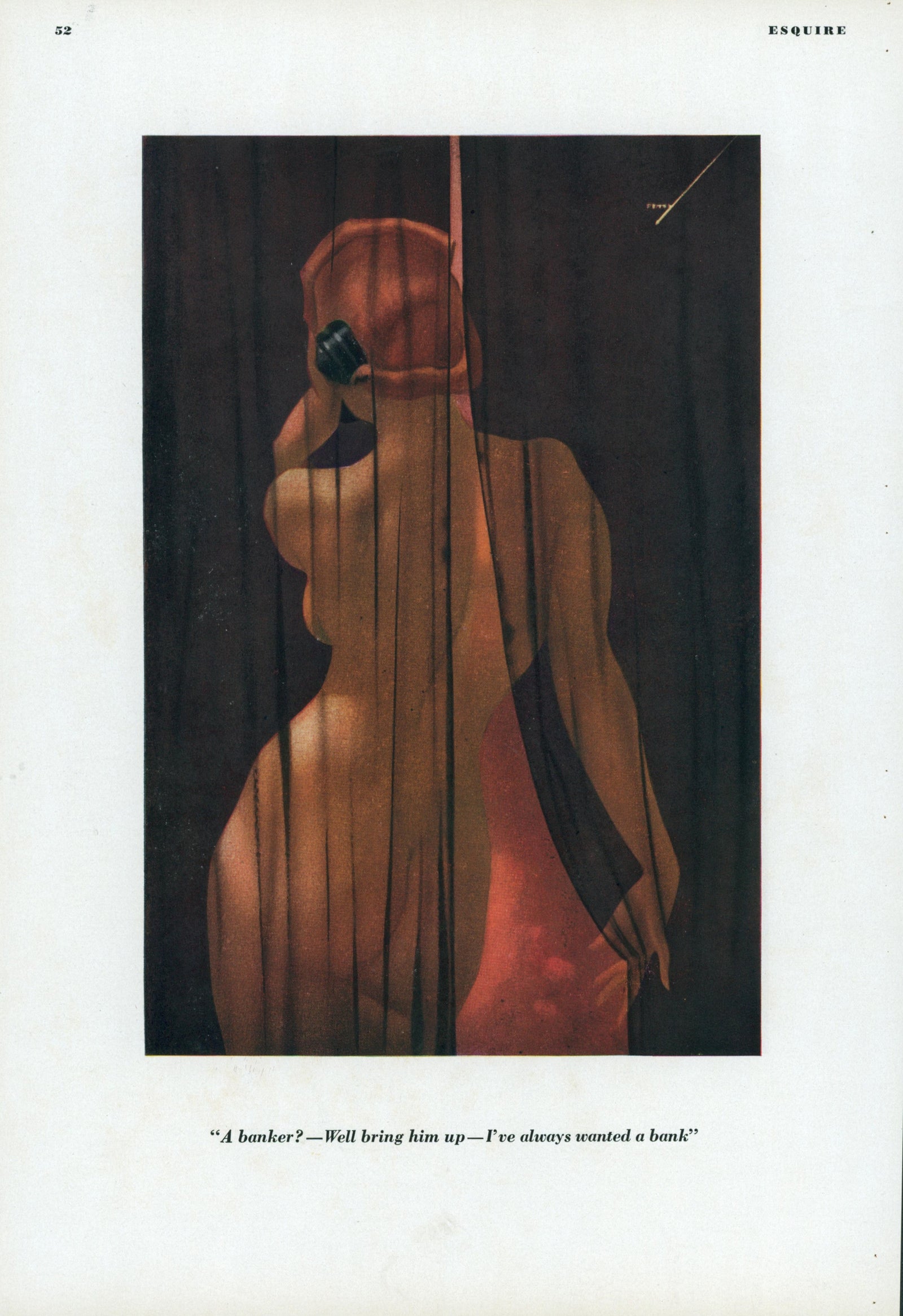 Esquire Illustration- A Banker? - Authentic Vintage Illustration