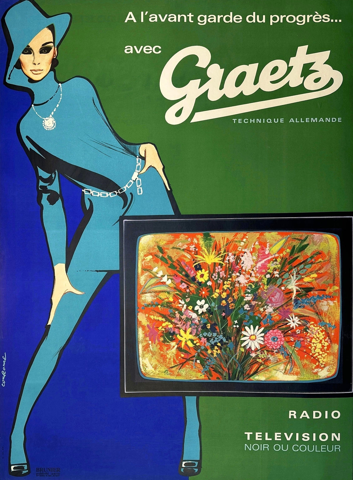 Graetz, Color Television - Authentic Vintage Poster