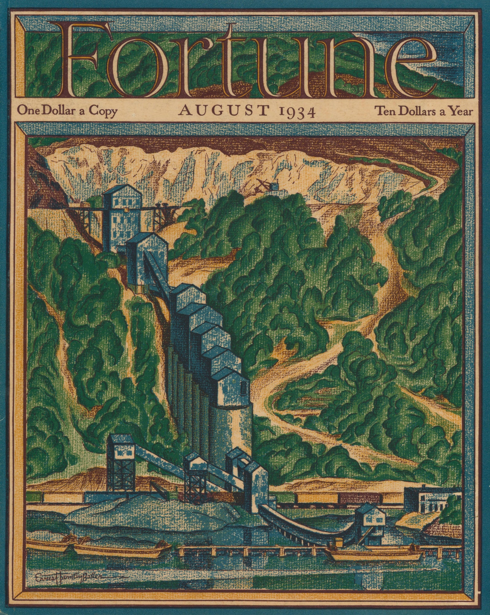 Industrial Quarry- Fortune Magazine - Authentic Vintage Cover Art